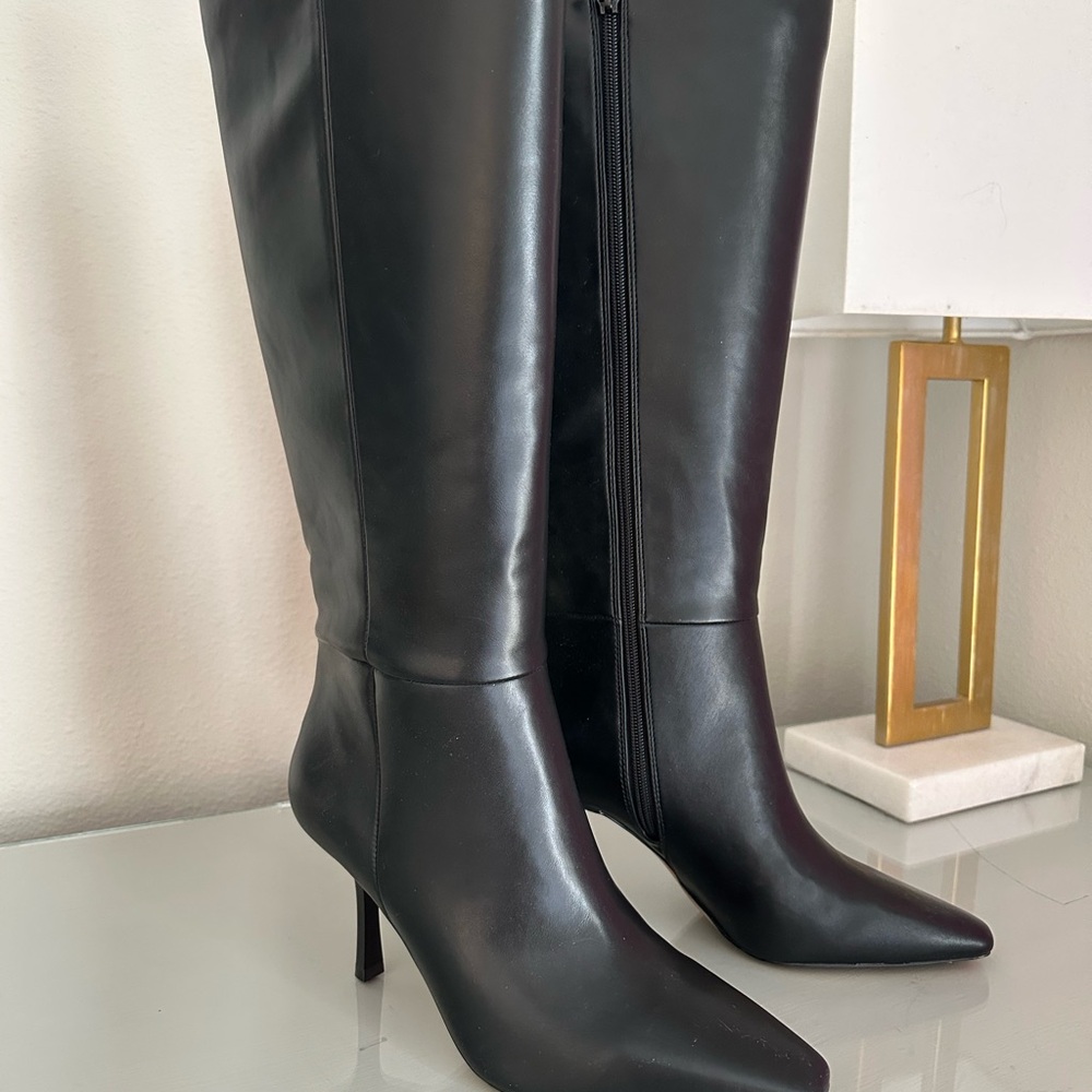 Mix No. 6 Black Heeled Boots with Knee-High Design